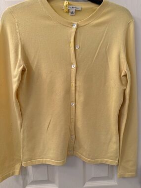 Banana Republic Soft Yellow Crewneck Button-Front Cardigan